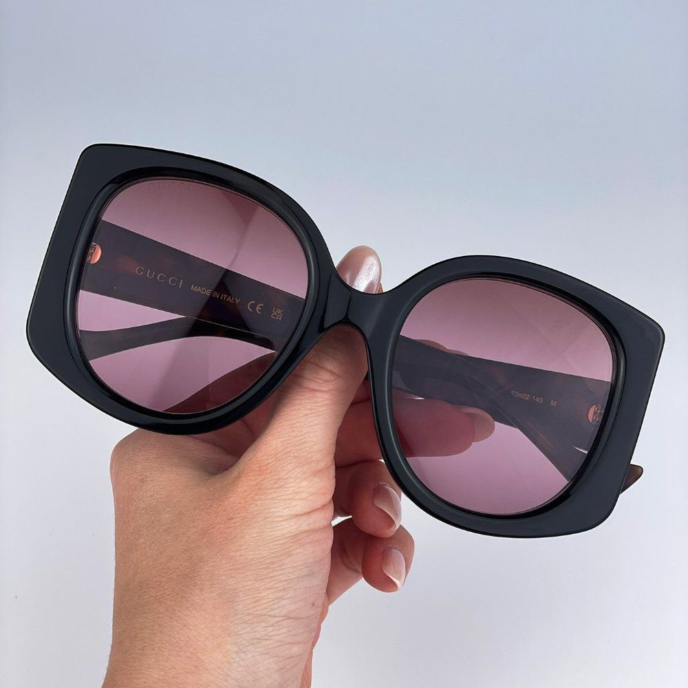 Gucci GG1257S 003 Sunglasses Havana Gradient Red Butterfly Oversized Women - Picture 6 of 14